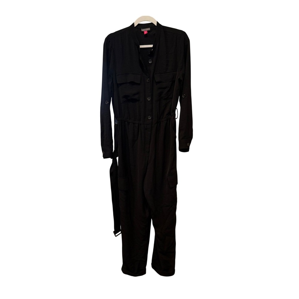 Vince Camuto Long Sleeve Cargo Utility Jumpsuit Size 8 Black Casual Workwear